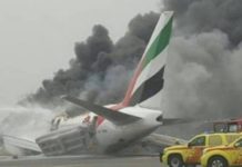 Pánico en el aeropuerto de Dubai: un avión aterriza de emergencia y se prende fuego
